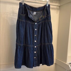 Denim Button-Front Skirt